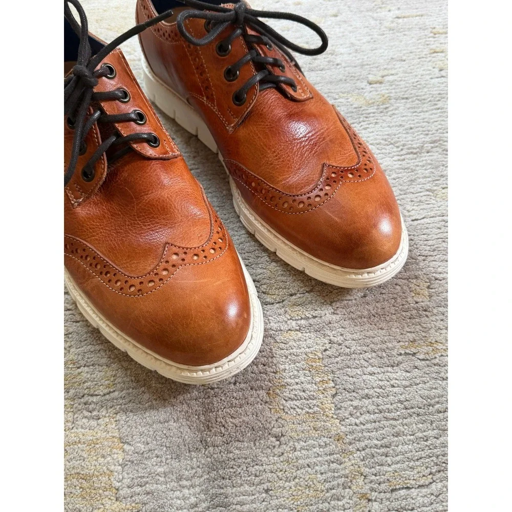 Bed Stu Cayuga Wingtip Oxford Shoes Men 8 Tan Leather Cognac
